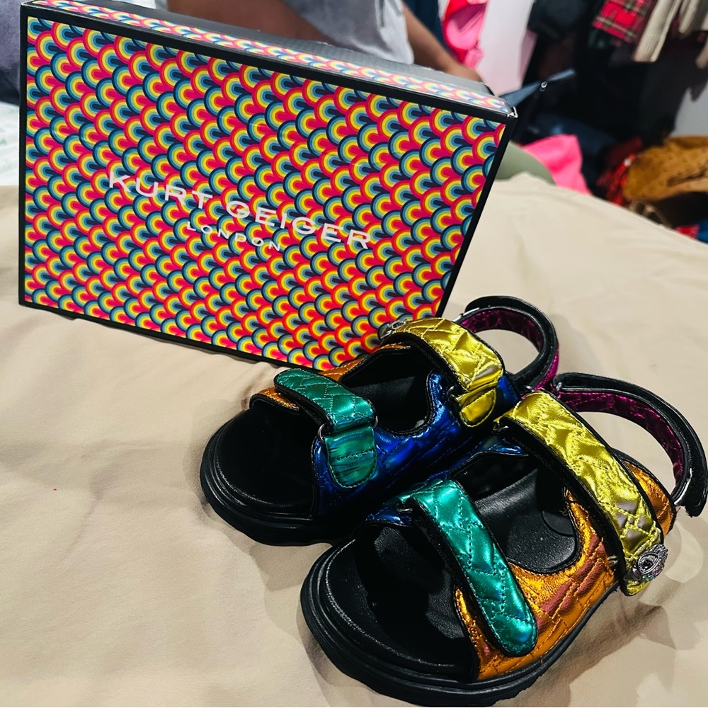 Kurt Geiger Kids Gold and Blue Sandals